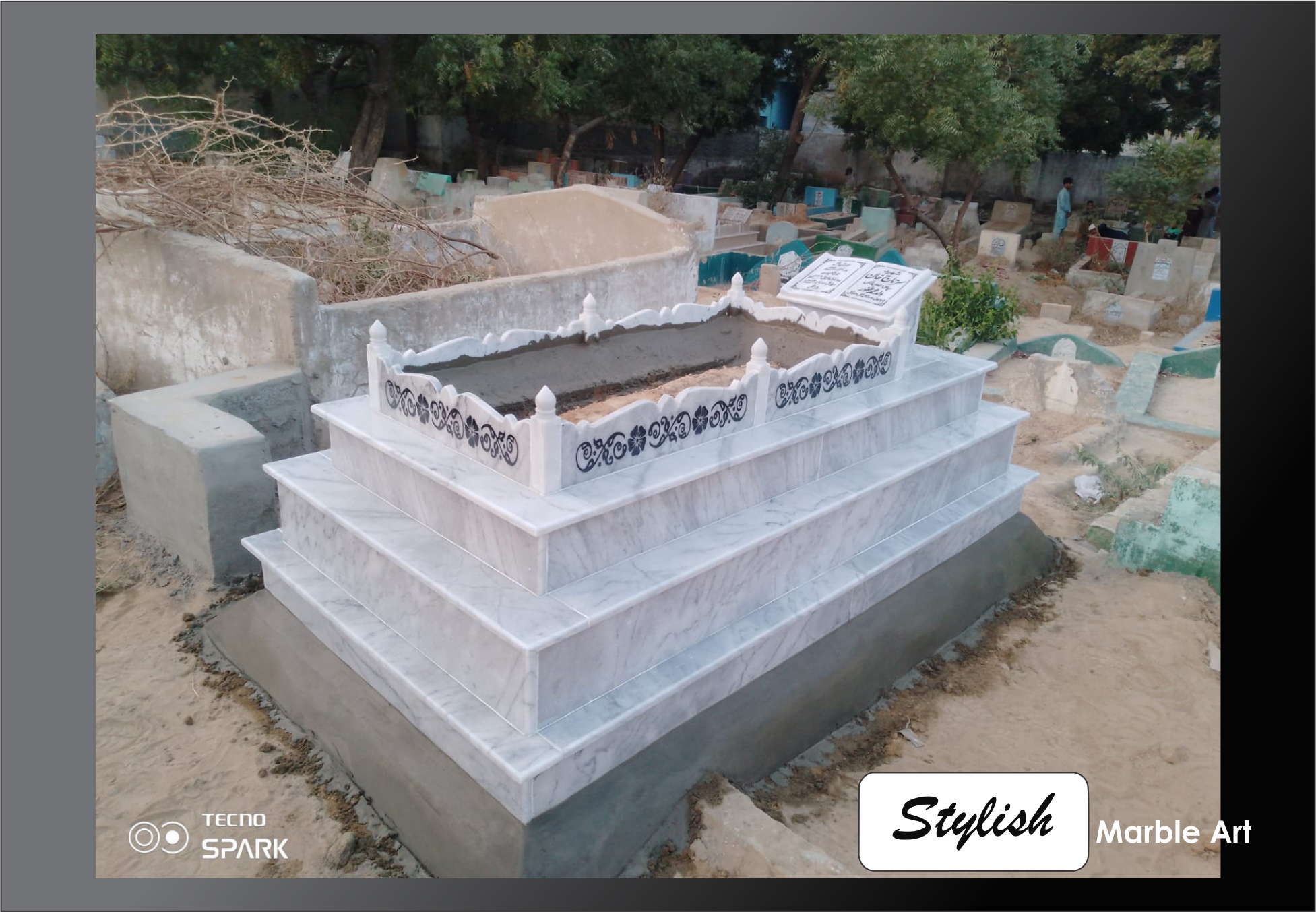 Beautifully finished marble memorial - a Gravestones & Grave Making example from Stylish Marble Art