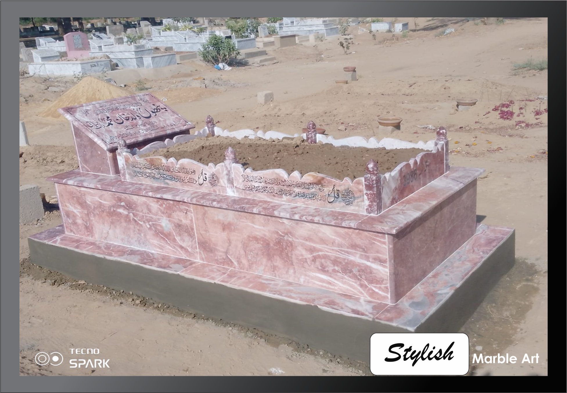 Custom marble gravestone by Stylish Marble Art - a Gravestones & Grave Making example from Stylish Marble Art